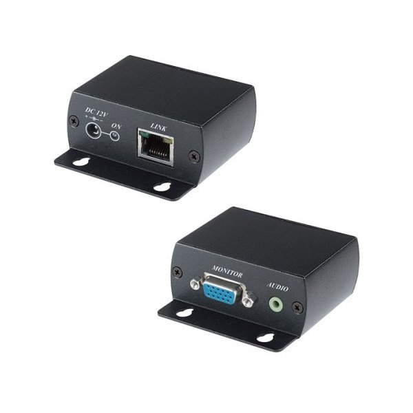 CAT5 VGA extender, vysílač+přijímač,  přenos VGA+audio, do 70m