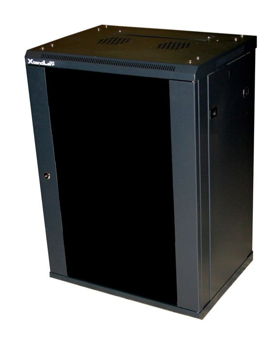 12U/600x450,na zeď, jednodílný, rozložený, skleněné dveře, černý