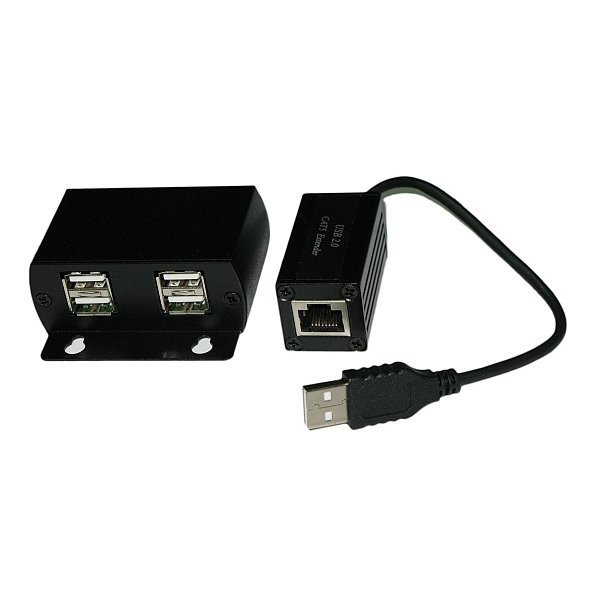Extender USB 2.0 po CAT5E do 60m, pár, vzdálené zařízení 4x USB