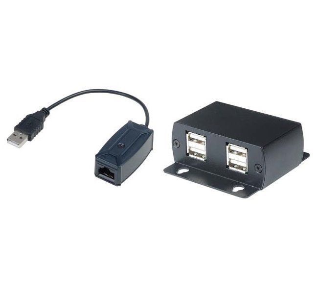 Extender USB 1.1 po CAT5E na 300m, 4 portový, low speed,pasivní, s napájením, včetně AC/DC adaptéru