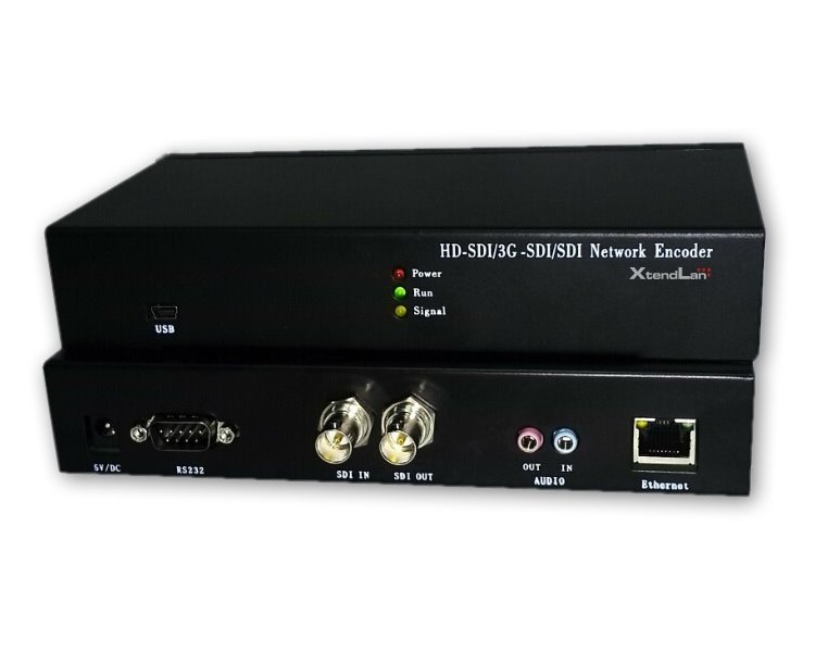 IP HD enkoder, realtime, 1x HD-SDI in, audio in/out, H.264, TS stream, fanless