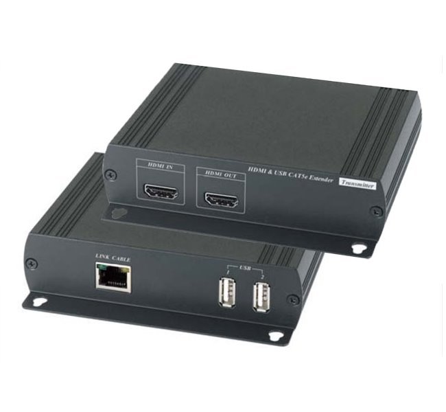 CAT5 HDMI + USB extender, dosah 120m, HDMI 1.3, 2x USB 2.0 jednosměrně, cena za pár