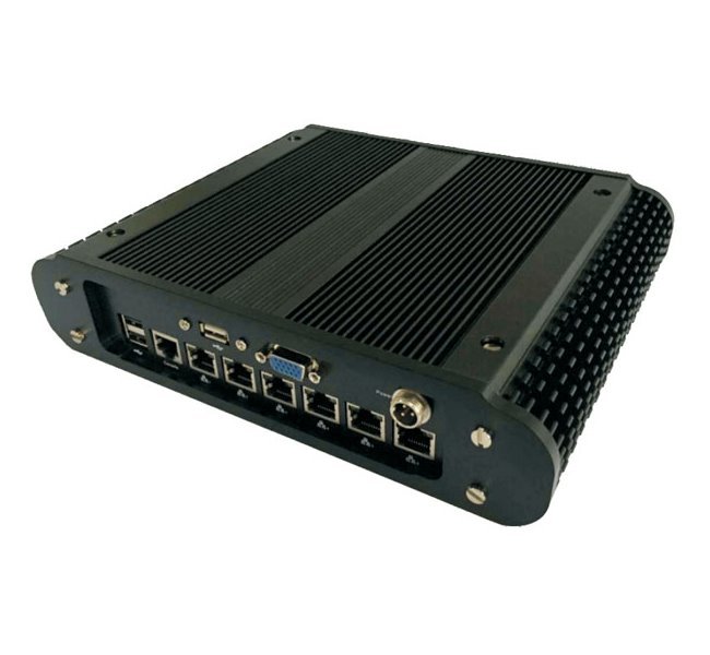 MiniPC - router, Intel J1900 4x 2GHz, 6x LAN, So-DIMM, VGA, 3x USB2.0, 2x console, TDP 10W, fanless