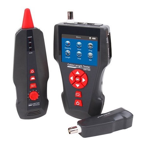 Tester STP+PSTN+coax+USB, LCD displej, měření délky vedení, test PoE a PING, sonda