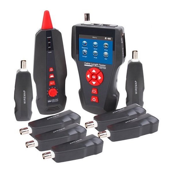 Tester STP+PSTN+coax+USB, LCD displej, měření délky vedení, test PoE a PING, sonda+ 8x protismyčka