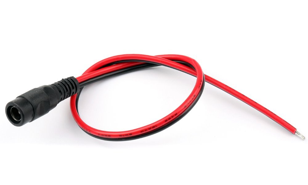 Napájecí kabel/pigtail s jedním napájecím konektorem (2,1mm samice), 30cm, barevně značená polarita