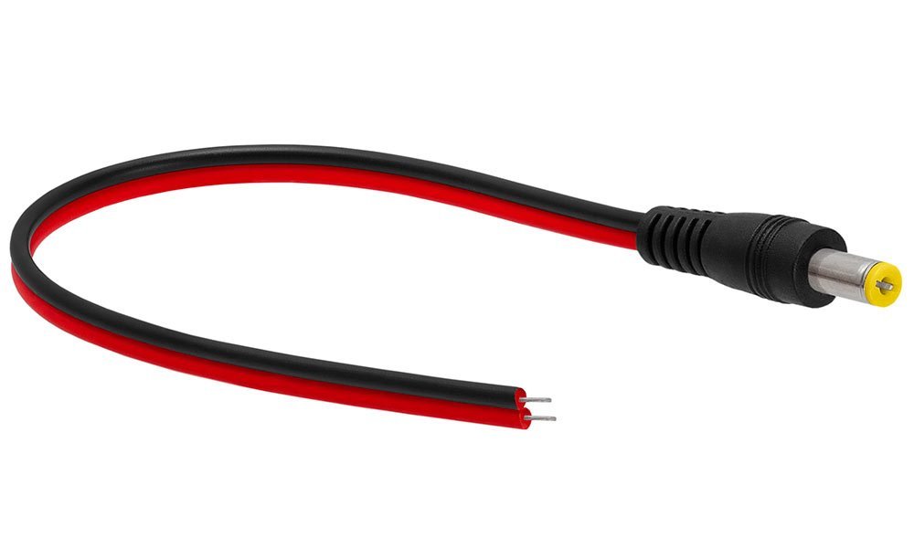 Napájecí kabel/pigtail s jedním napájecím konektorem (2,1mm samec), 30cm, barevně značená polarita