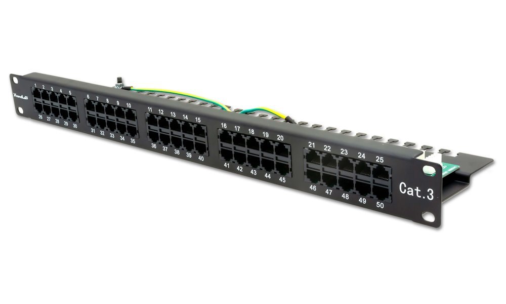 Patch panel 19", 50 portů, CAT3, 1U