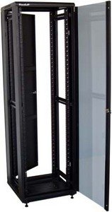 32U/600x600 stojanový, černý, skleněné dveře, plná záda