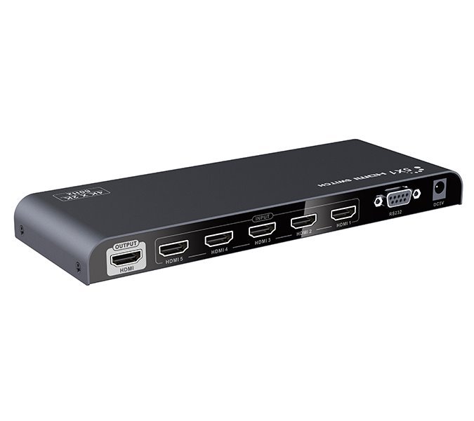 HDMI prepínac, 5 vstupy / 1 výstup, do 4k@60Hz (2160p), RS232 a dálkové ovládání (IR)
