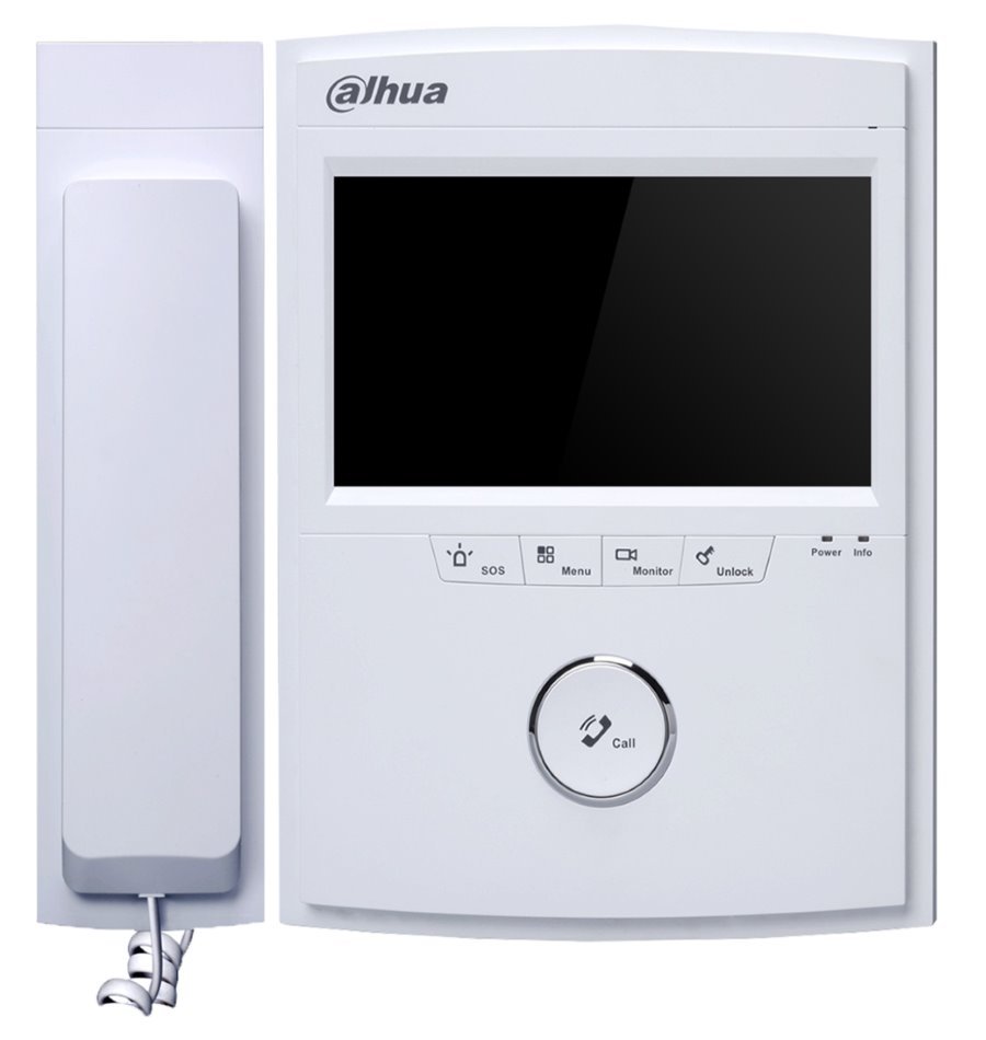Bytový monitor IP, dotykový TFT 7", PoE, paměť, připojení IP kamer, handset, bílý, CZ