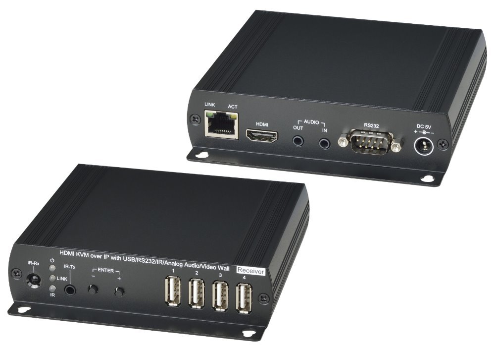 HDMI/USB/RS232/IR/audio přes LAN, i vícebodové propojení, videowall, cena za pár