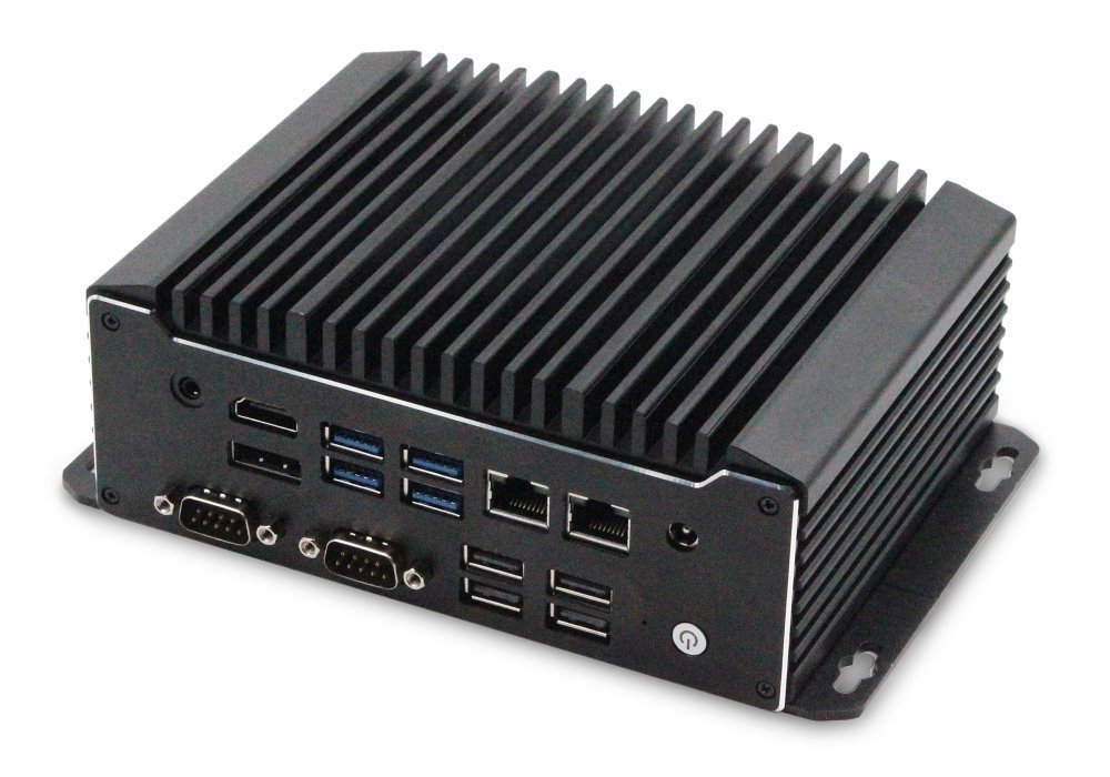 MiniPC, Intel Celeron N3350 2x 1,1GHz, SO-DIMM, HDMI+DP, 2x LAN, 8x USB2.0 / 3.0, 6x RS-232/485, TDP 6W, fanless