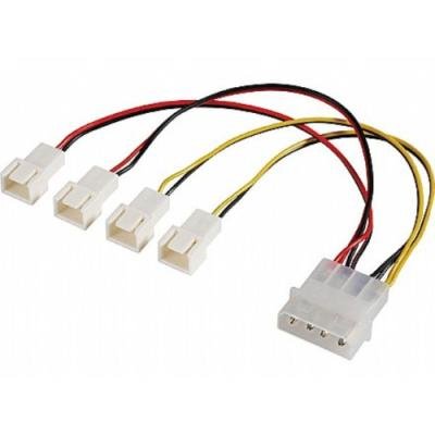 Redukce Akasa 4-pin Molex na 4x 3-pin fan 15cm 