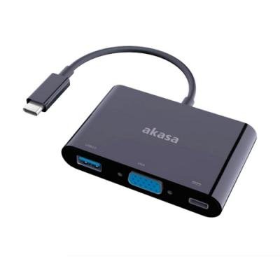 Redukce Akasa USB C na USB typ C, USB a VGA 15cm
