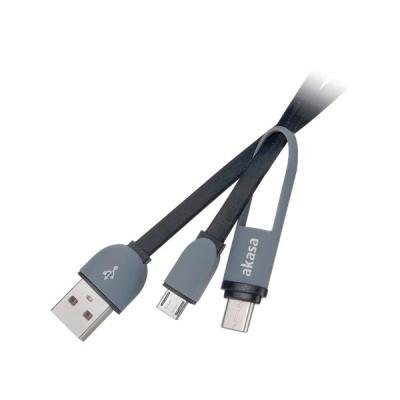 Kabel Akasa USB na USB-C a micro USB 1m černý