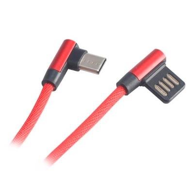 Kabel Akasa USB 2.0 typ A na typ C 90° 1m červený