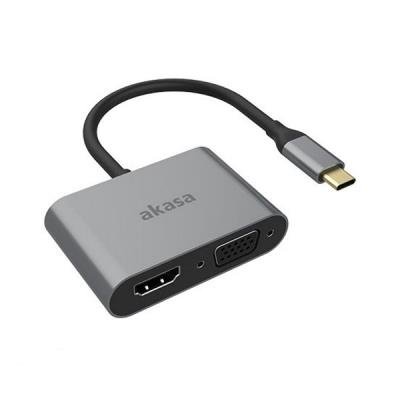 Adaptér Akasa USB-C na HDMI a VGA 