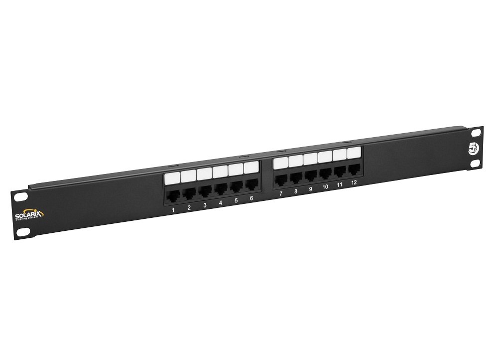 10G modulární neosazený patch panel Solarix 24 portů STP černý 1U