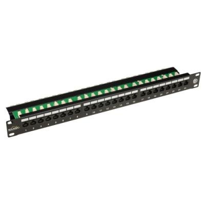 Solarix Patch Panel 24p x RJ45 CAT6 UTP s vyvaz. lištou černý 1U