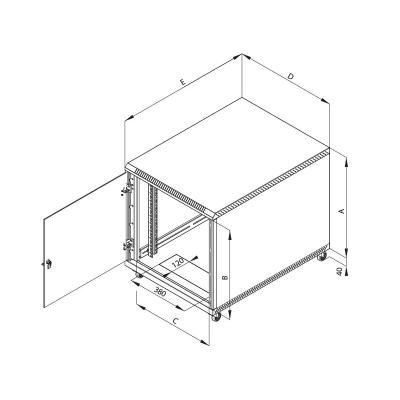 Triton 19" kontejnerový rozvaděč 12U, 1000hl, barva černá, perf.plech dveře