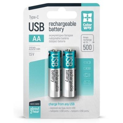 ColorWay AA 2200mAh USB-C 2ks