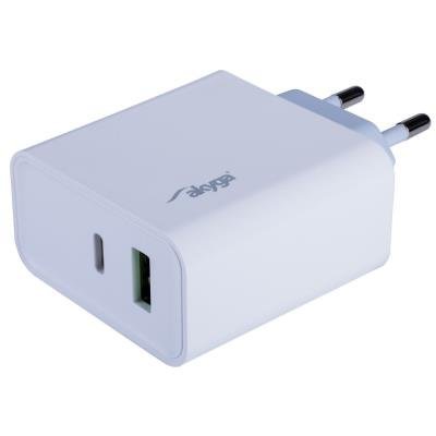 TRX Akyga AK-CH-14 USB nabíječka 220V/ 5-20V/ 45W/ USB-C + USB-A/ PD 3.0/ QC 3.0/ AFC/ FCP/ Apple 2.4A/ PPS/ bílá