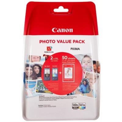 Canon PG-560XL + CL-561XL + 50ks fotopapír 10x15cm
