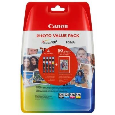 Canon multipack s foto papírem inkoustových náplní CLI-526 C/M/Y/BK PHOTO VALUE BL