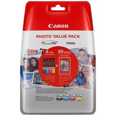 Canon multipack s foto papírem inkoustových náplní CLI-551XL C/M/Y/BK PHOTO VALUE BL