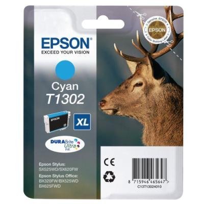 Epson inkoustová náplň/ Singlepack T1302 DURABrite Ultra Ink/ azurová