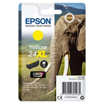 Epson inkoustová náplň/ Singlepack 24XL Claria Photo HD Ink/ Žlutá