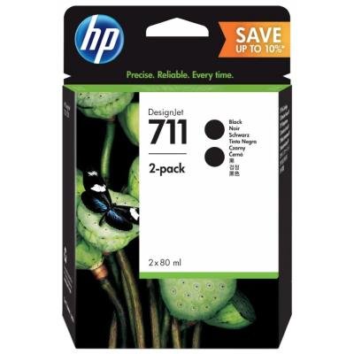 Inkoustová náplň HP 711 (P2V31A) dvojbalení černá