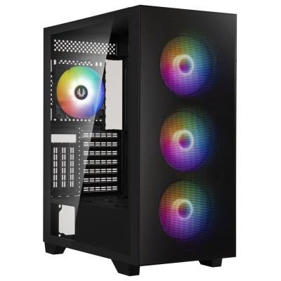 BitFenix skříň Flow ARGB/ mATX / 4x120mm ARGB fan / 2xUSB 3.0  / tvrzené sklo / černá