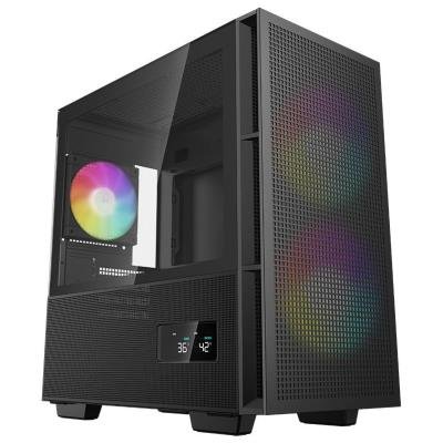 DEEPCOOL skříň CH360 Digital / mATX / 140mm +120 mm fan / USB 3.0 / USB-C /  mesh panel / prosklená bočnice / černá