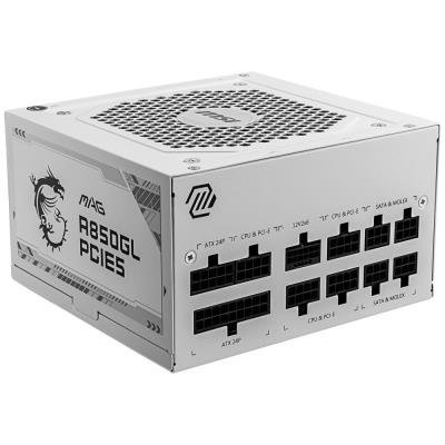 MSI PSU MAG A850GL PCIE5 WHITE/ 850W/ ATX3.0/ act. PFC/ 7 let warranty/ 120mm fan/ modular/ 80PLUS Gold