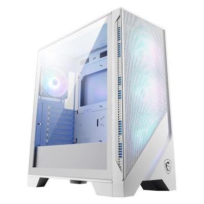 MSI skříň MAG FORGE 320R AIRFLOW WHITE/ bez zdroje/ levé temperované sklo/ 4x 120 mm A-RGB fan/ 2x USB3.2/ černá