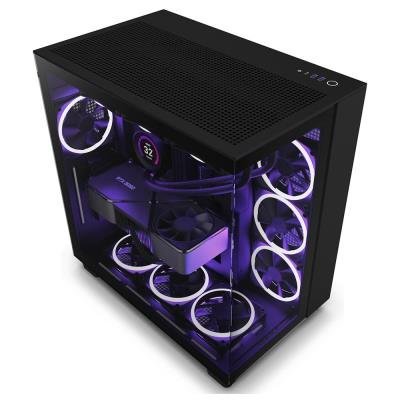 NZXT skříň H9 Flow dvoukomorová ATX / 3x140mm fan / 1x120mm / perforovaný top / proskl. bočnice, front / černá