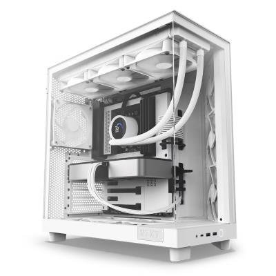 NZXT skříň H6 Flow dvoukomorová / MidT / 3x120mm fan / 2xUSB 3.2 / USB-C / prosklená bočnice i čelo / bílá