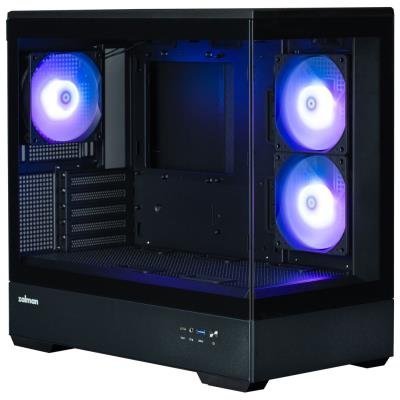 Zalman skříň P30 Black / miniT / 3x120mm fan ARGB / USB 3.0 / USB-C / temperované sklo / černý