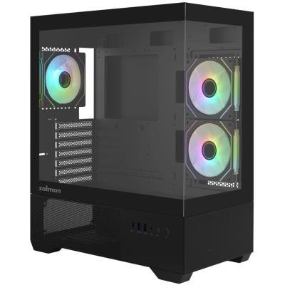 Zalman skříň Chronix / midT / 3x120mm ARGB fan / USB 2.0 / USB 3.0 / USB-C / panoramatická / černá