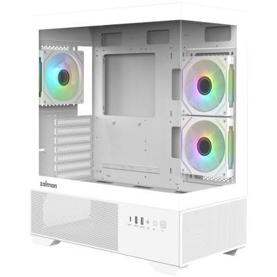 Zalman skříň Chronix / midT / 3x120mm ARGB fan / USB 2.0 / USB 3.0 / USB-C / panoramatická / bílá