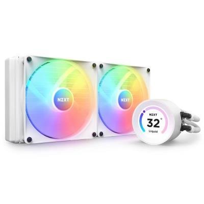 NZXT vodní chladič Kraken 280 ELITE RGB / 2x140mm RGB fan / 4-pin PWM / LCD disp. / 6 let / bílý