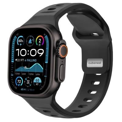 Cubenest silikonový řemínek na Apple Watch černý 42–49mm