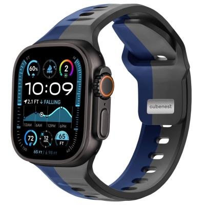 Cubenest silikonový řemínek na Apple Watch šedo-modrý 42–49mm