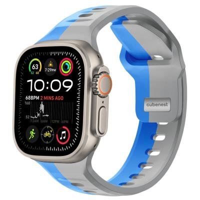Cubenest silikonový řemínek na Apple Watch modro-šedý 42–49mm