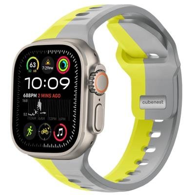 Cubenest silikonový řemínek na Apple Watch žluto-šedý 42–49mm