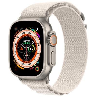 Apple Watch Ultra GPS + Cellular, 49mm Titanium Case with Starlight Alpine Loop - Small