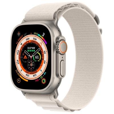 Apple Watch Ultra GPS + Cellular, 49mm Titanium Case with Starlight Alpine Loop - Medium