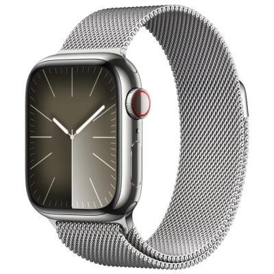 Apple Watch Series 9 Cellular 41mm Stříbrná ocel se stříbrným milánským tahem